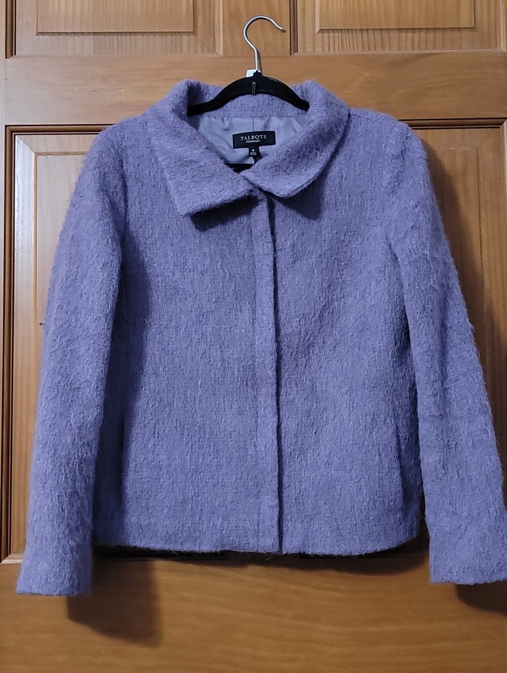 Talbots Jackie Fit Wool Blend Jacket Blazer Womens 10 Zip Front Lined Purple